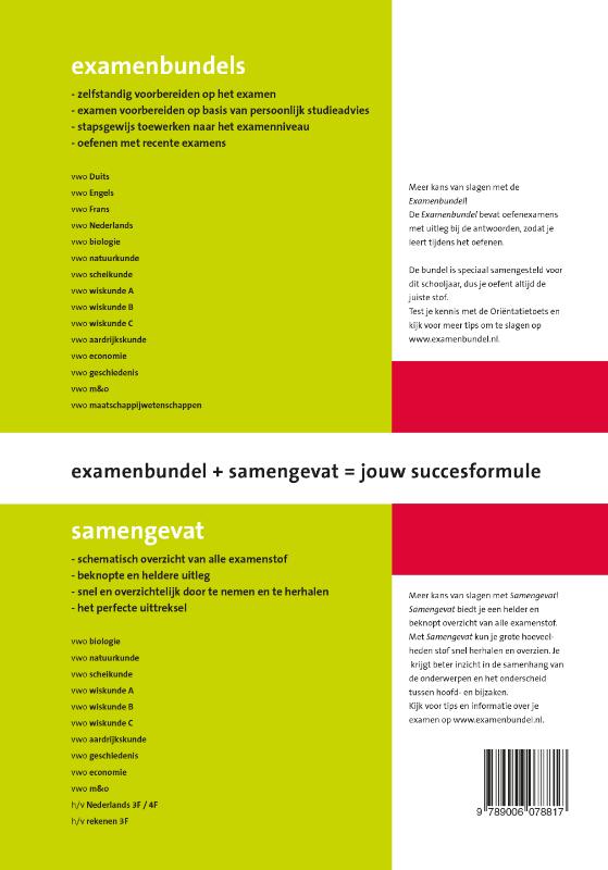 Samengevat Vwo Wiskunde C Wiskunde C achterkant