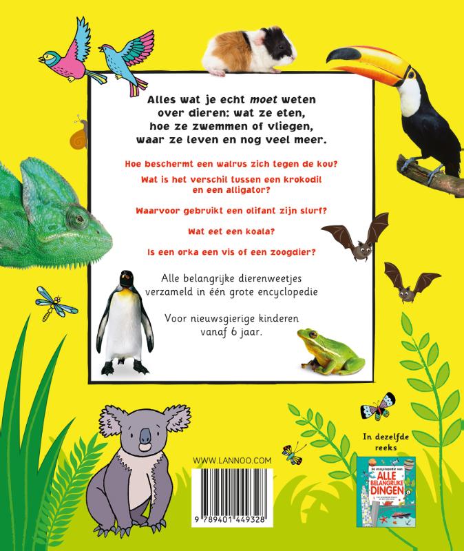 De belangrijke encyclopedie van alle dieren / Lannoo's grote encyclopedie achterkant
