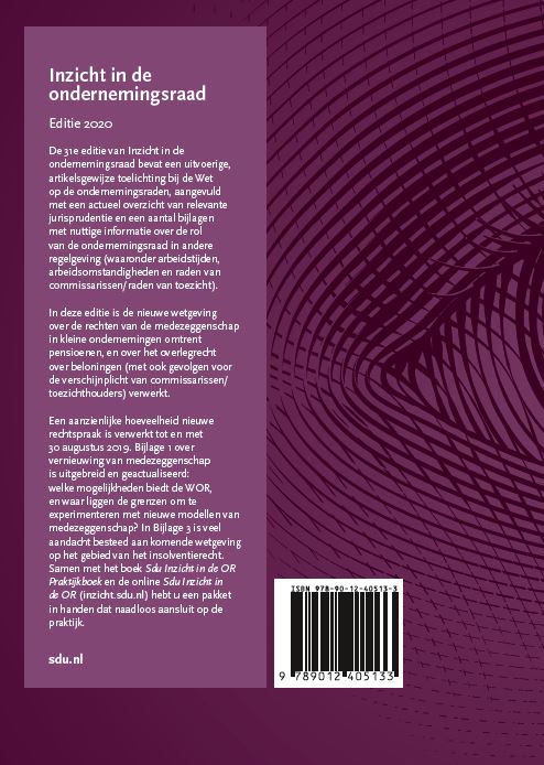 Inzicht in de ondernemingsraad  -   Inzicht in de ondernemingsraad. Editie 2020 achterkant