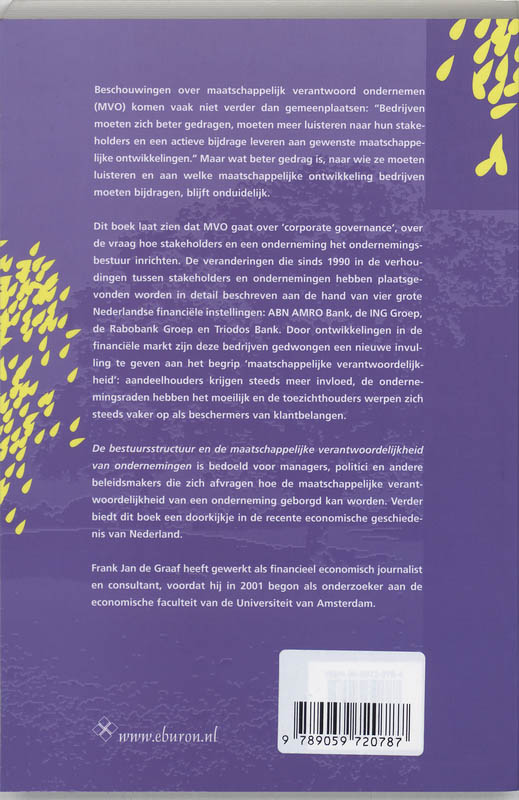 De Bestuursstructuur En De Maatschappelijke Verantwoordelijkheid Van Ondernemingen achterkant