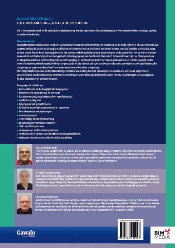 Klimaatbeheersing luchtbehandeling, ventilatie en koeling achterkant