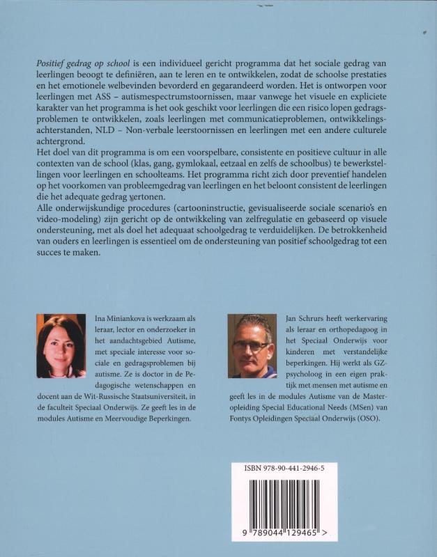 Positief gedrag op school voor kinderen met ASS - autismespectrumstoornissen achterkant