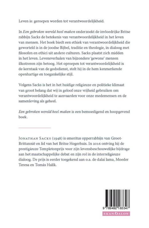 Een gebroken wereld heel maken achterkant