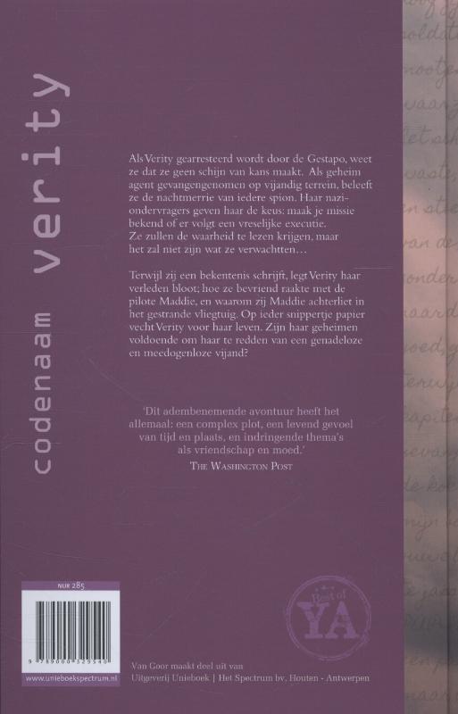 Codenaam Verity achterkant