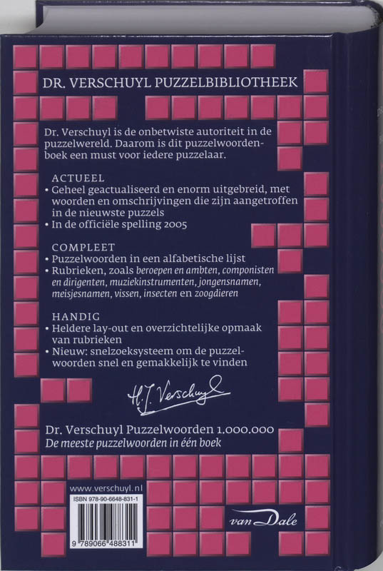 Dr. Verschuyl Puzzelwoorden 1.000.000 / Dr. Verschuyl Puzzelbibliotheek achterkant