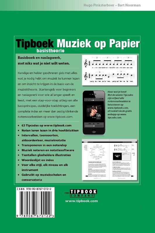 Muziek op papier / Tipboek achterkant
