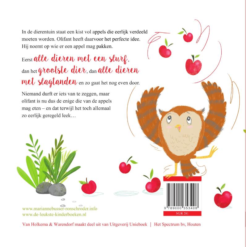 Olifant en de kist vol appels achterkant