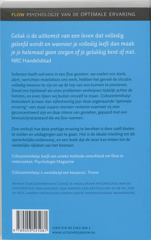 Flow Psychologie Van Optimale Ervaring achterkant