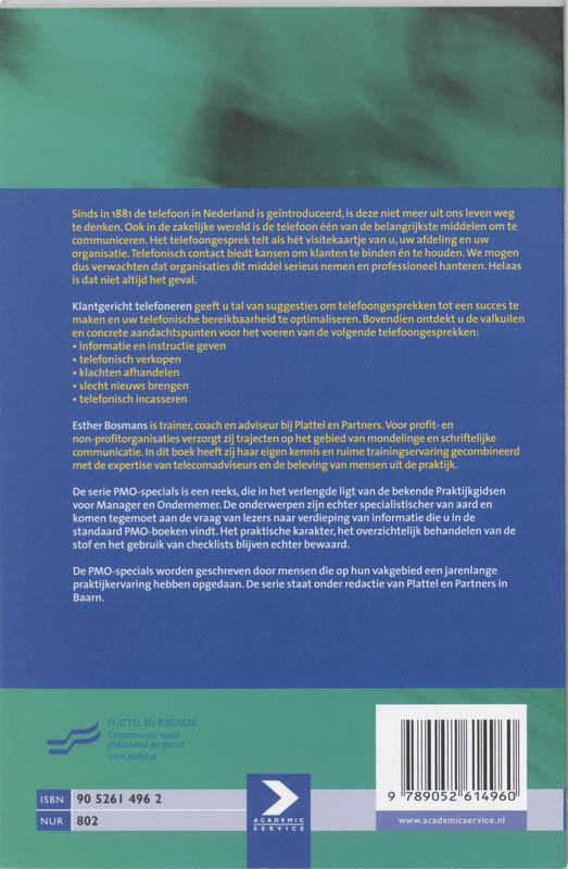Klantgericht telefoneren / PMO-special achterkant