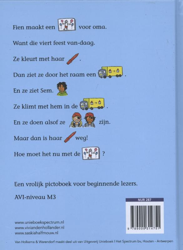 Waar is de stift? / Fien & Sem achterkant