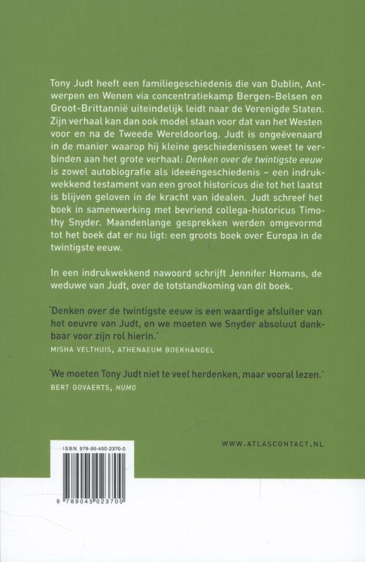 Denken over de twintigste eeuw achterkant