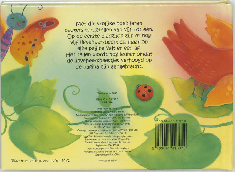 5 Lieveheersbeestjes achterkant