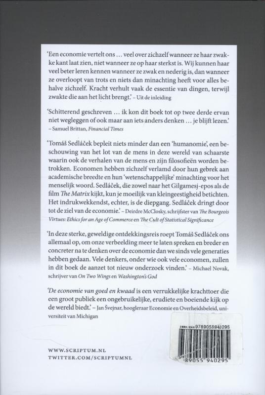 De economie van goed en kwaad achterkant