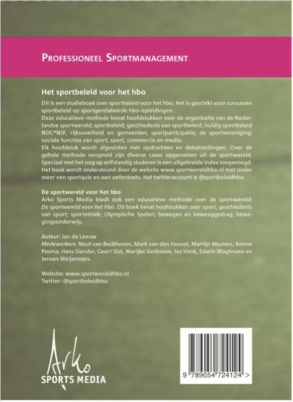 Het sportbeleid voor het hbo achterkant