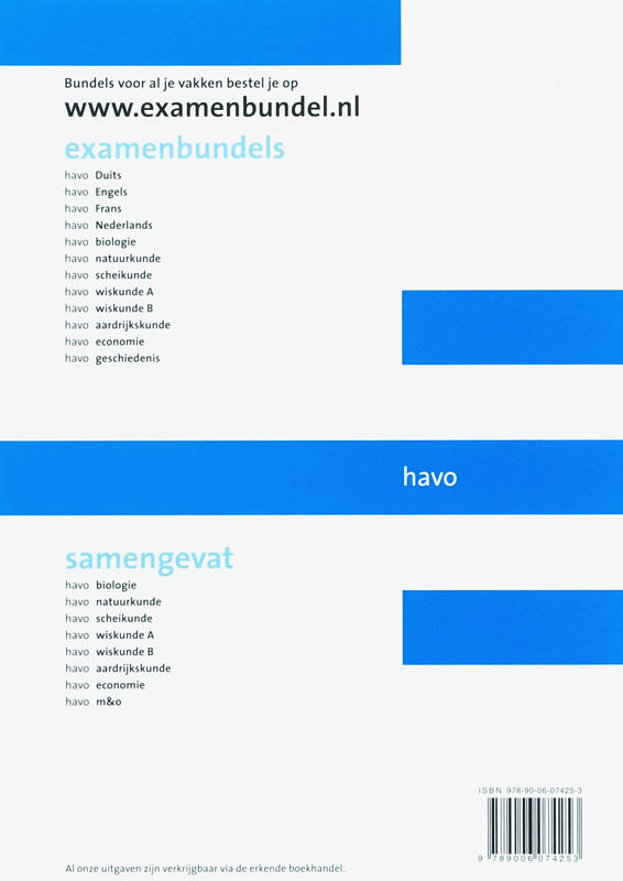 Examenbundel Biologie Havo 2007/2008 achterkant