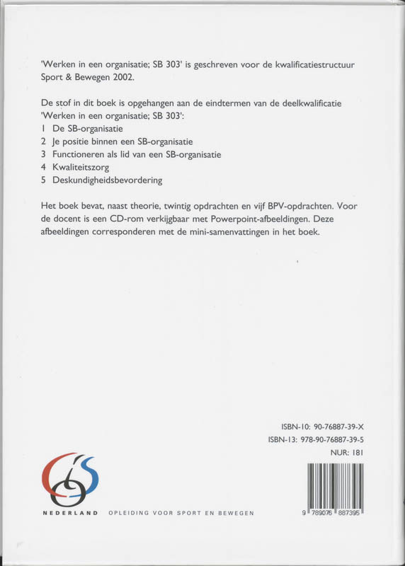 Werken in een organisatie / SB 303 achterkant