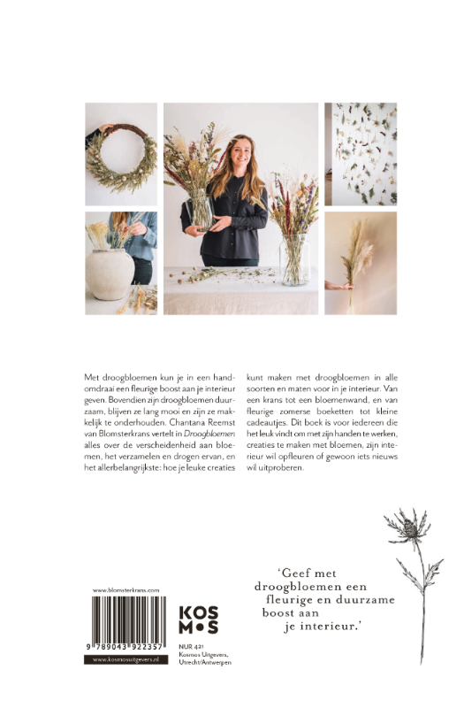 Droogbloemen blomsterkrans achterkant