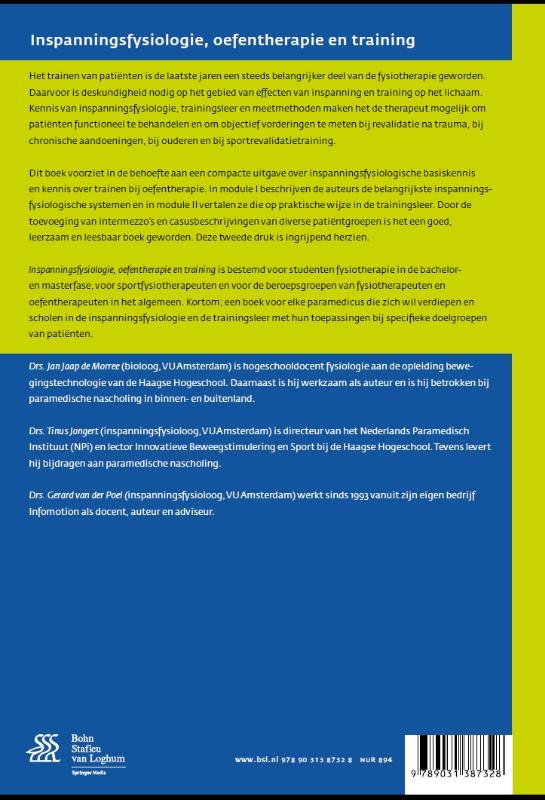 Inspanningsfysiologie, oefentherapie en training achterkant