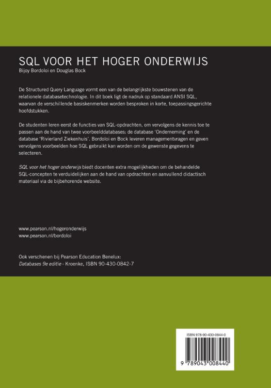 SQL voor het hoger onderwijs achterkant