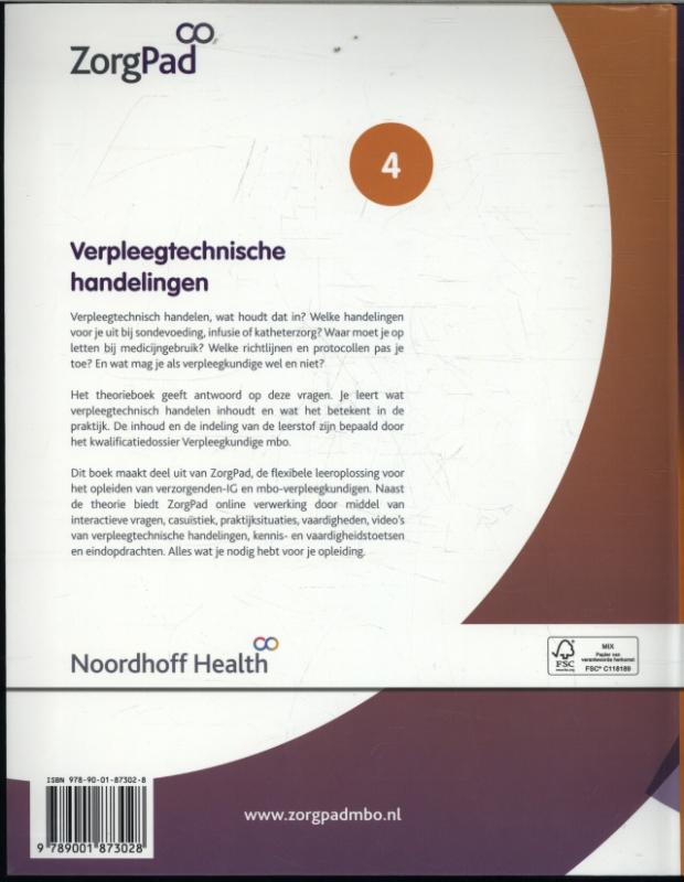 ZorgPad  - Verpleegtechnische handelingen Niveau 4 Theorieboek achterkant