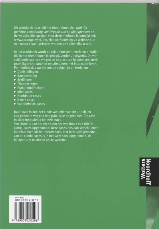 Werkboek Een praktijkgerichte benadering van Organisatie en Management achterkant