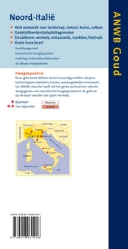 Noord-Italië / ANWB goud achterkant