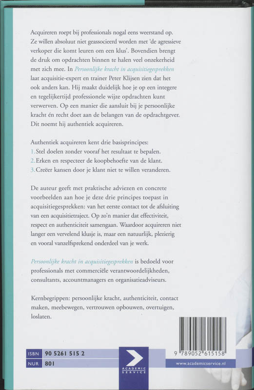 Persoonlijke kracht in acquisitiegesprekken / Marketing voor professionals achterkant