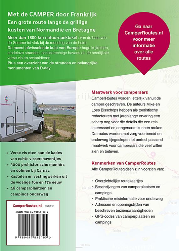 CamperRoutes in Europa  -  Met de camper door Frankrijk Kustroute Normandië & Bretagne achterkant