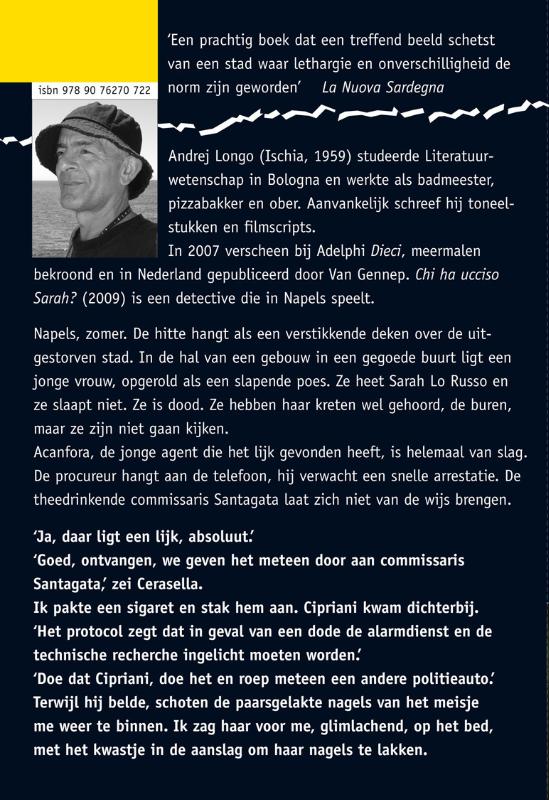 Wie heeft Sarah vermoord? achterkant