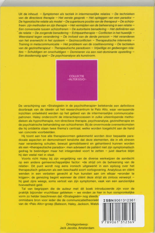 Strategieen in de psychotherapie / Collectie alter ego achterkant