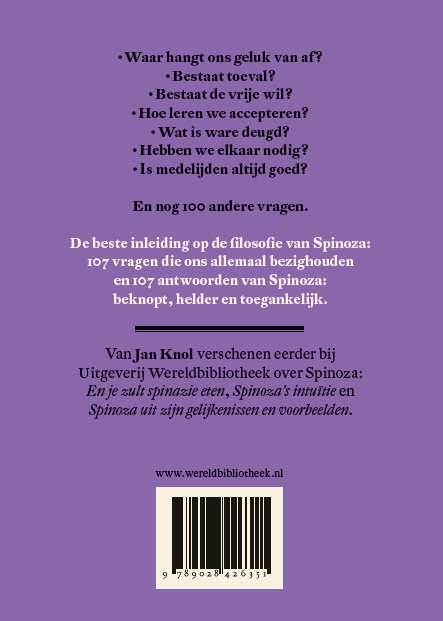 Spinoza in 107 vragen en antwoorden achterkant
