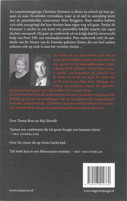 De Vrouw Die Op Greta Garbo Leek achterkant