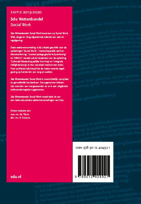 Sdu Wettenbundel Social Work / 2019-2020 / Educatieve wettenverzameling achterkant