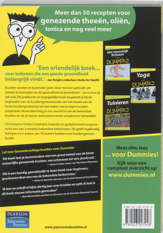 Geneeskrachtige kruiden voor Dummies / Voor Dummies achterkant
