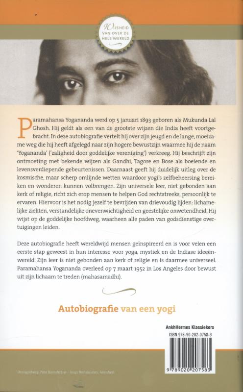 Autobiografie van een yogi / AnkhHermes Klassiekers achterkant