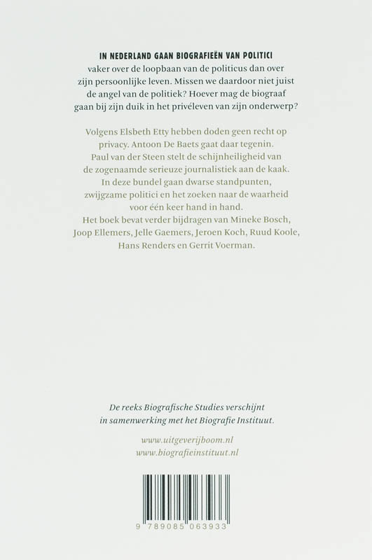 Prive In De Politieke Biografie achterkant