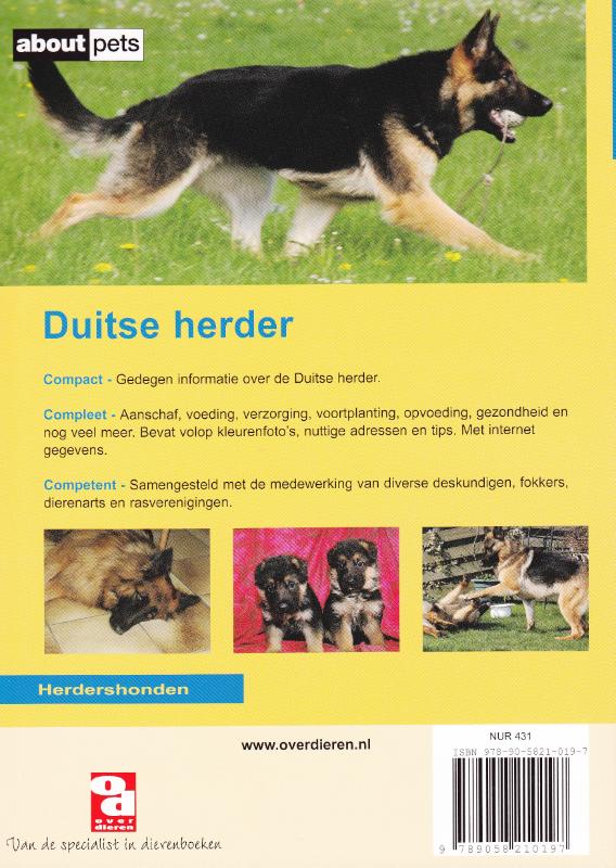De Duitse herder / Over Dieren achterkant