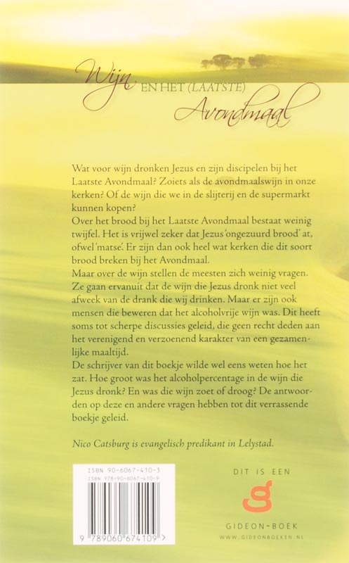 Wijn En Het Laatste Avondmaal achterkant