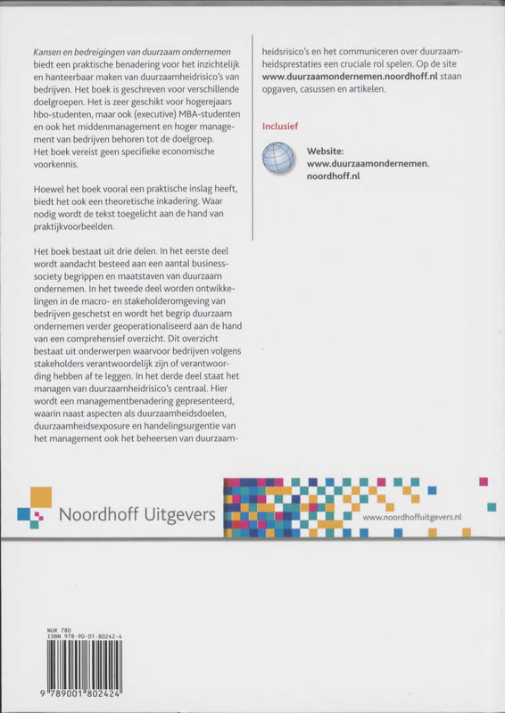 Kansen en bedreigingen van duurzaam ondernemen achterkant