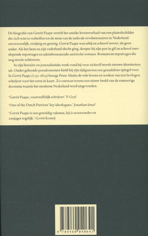 Gerrit Paape (1752-1803) achterkant