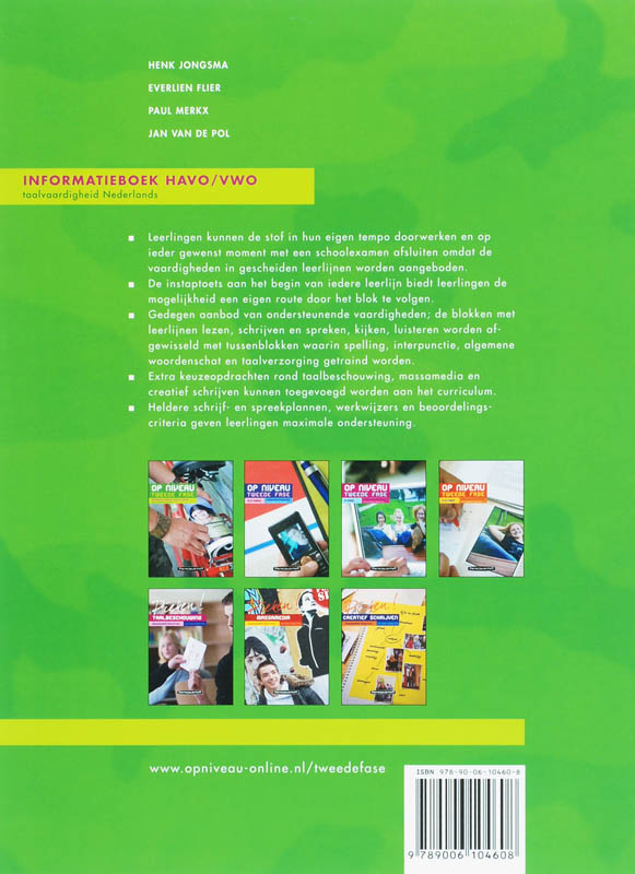Op niveau Havo/Vwo informatieboek achterkant