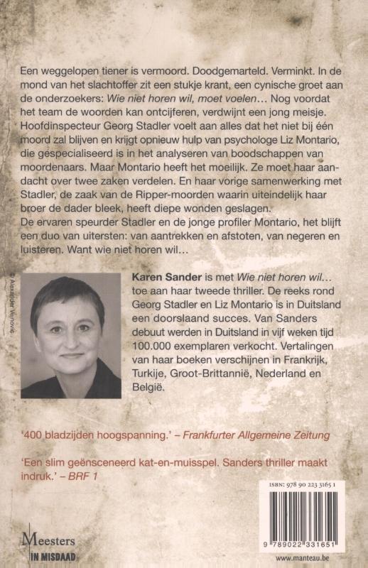 Wie niet horen wil achterkant