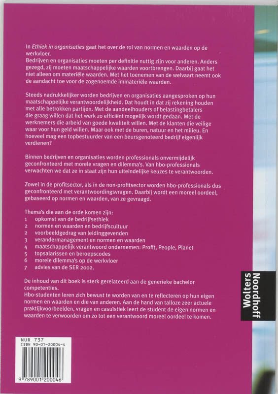 Ethiek in organisaties achterkant
