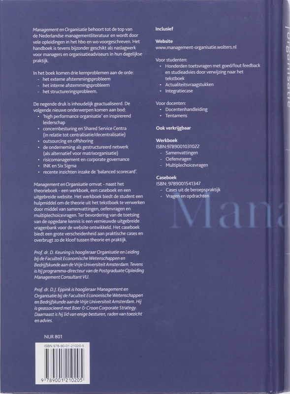 Management en Organisatie achterkant