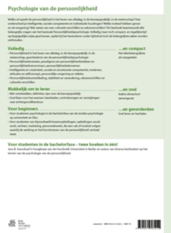 Psychologie van de persoonlijkheid achterkant