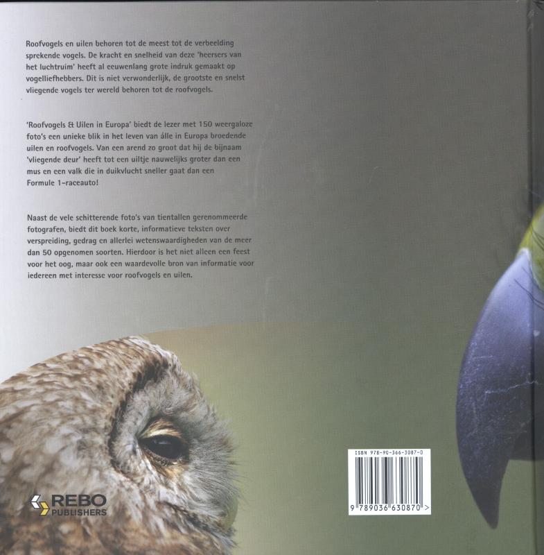 Roofvogels & uilen in Europa achterkant