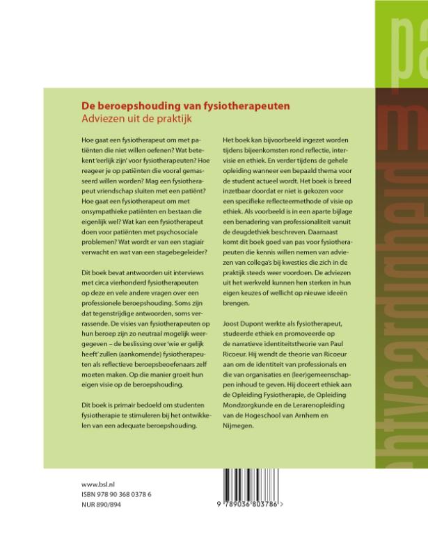De beroepshouding van fysiotherapeuten achterkant