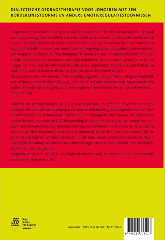Dialectische gedragstherapie voor jongeren met een borderlinestoornis en andere emotieregulatiestoornissen / Kind en adolescent praktijkreeks achterkant