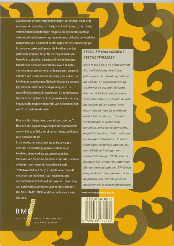 Kwaliteit van zorg / Beleid en management gezondheidszorg achterkant