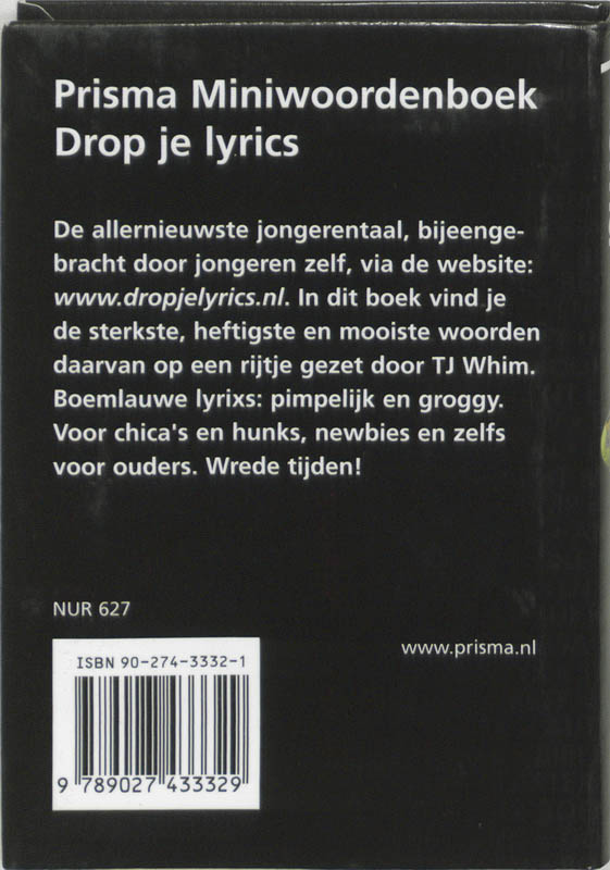 Prisma miniwoordenboek / Drop je lyrics / Prisma Taal achterkant